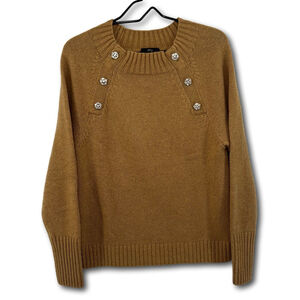 J Crew Wool Blend Sweater Woman Size M Embellished Long Sleeve Brown Sparkle